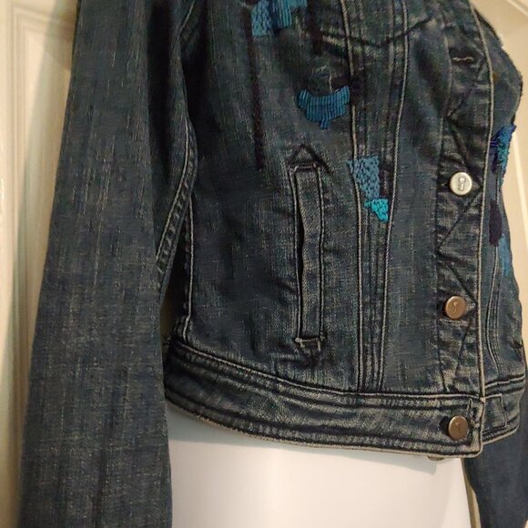 Pilcro & The Letterpress Beaded Embroidered Blingy Jean Denim Jacket XS - Picture 5 of 16